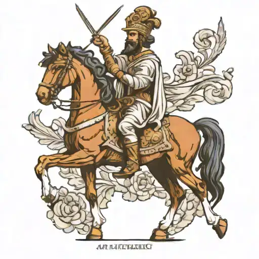 Marcus Aurelius On Horse Statue Tattoo Design
