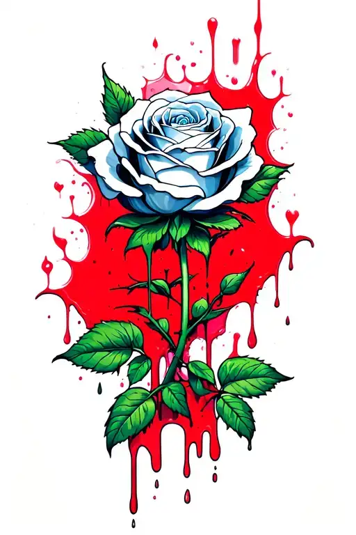 Dying Psychedelic Rose Dripping Red Blood