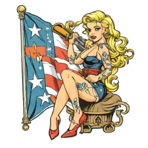 Blonde Pinup Girl With Texas Flag