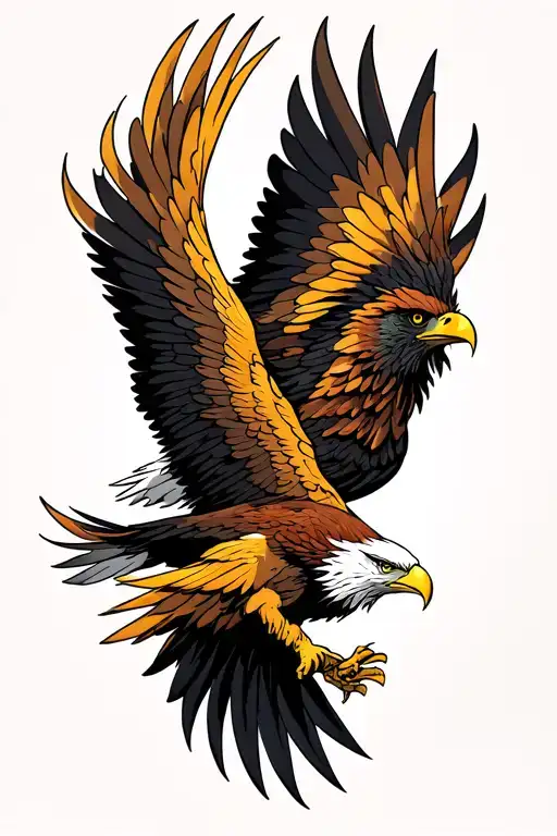 Eagle Fighting A Phoenix