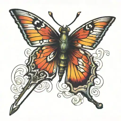 Masculine Butterfly Landing On A Sword Hilt