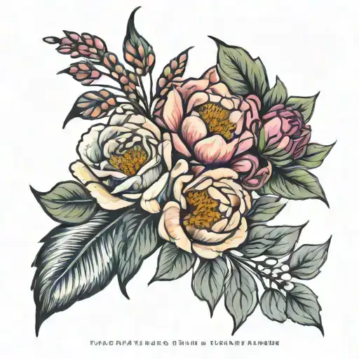 Fine Line Birth Flower Bouquet January April September October November