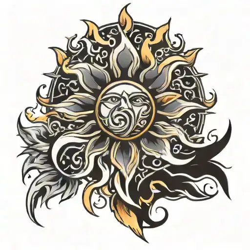 Sun With Flames And Arabic