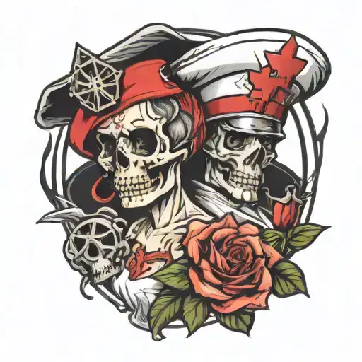 Skull And Nurse Symbolizing Healing