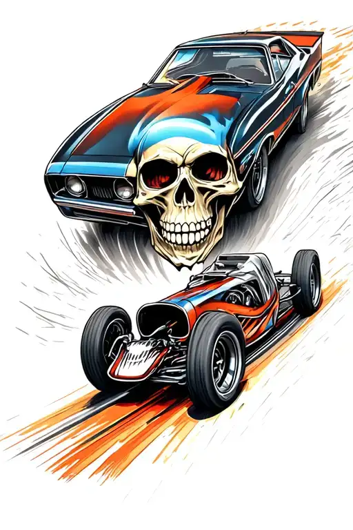 Skull Racing Car Speeding