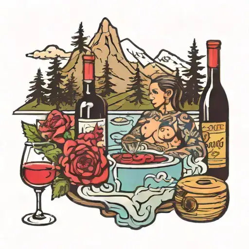 Mountain Hot Tub Wine Friends