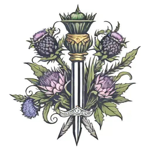 Scottish Thistles And Sword