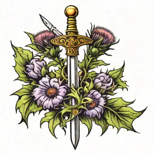 Scottish Thistles And Sword