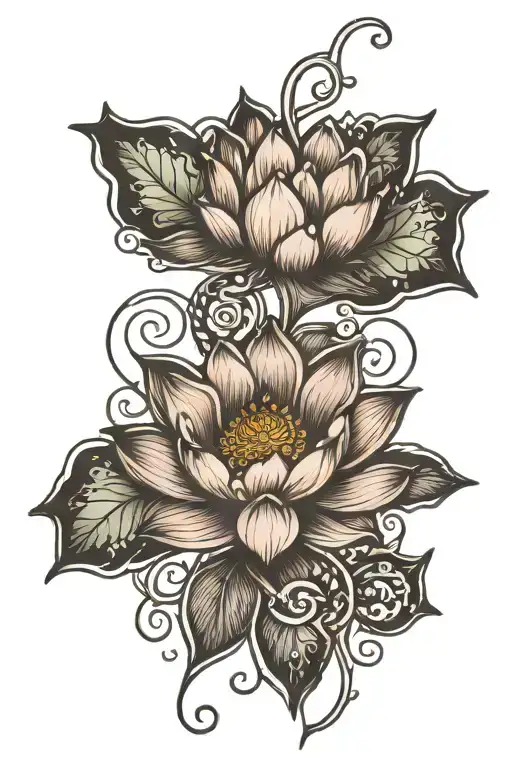 Unalome Symbol With Lotus