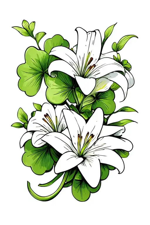 Shamrock With White Lily And Ancanthus Flowers
