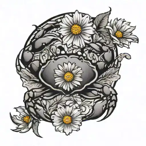 Crab And Daisy Flower Blooming