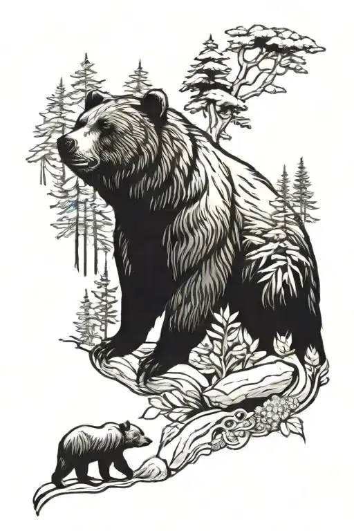 Bear In Nature Scene