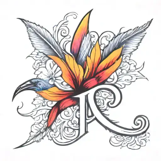 Initial 'P' Made With A Bird Of Paradise Flower