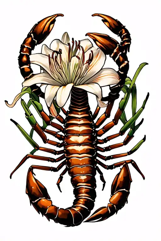 Scorpion Surrounded By Spider Lily