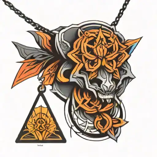 Geometric Minimalist Necklace Men Tattoo Design