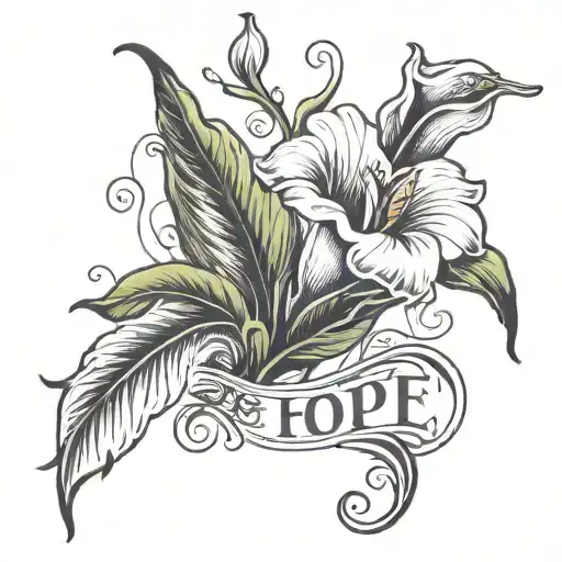 Callalilly With The Word Hope On The Stem Wrapped