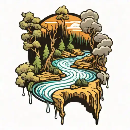 River Flowing Through Different Biomes