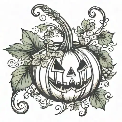 Pumpkin With Trailing Vine