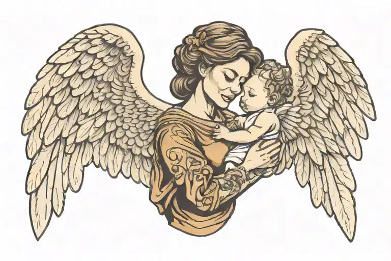 A Mom Holding Her Baby Angel