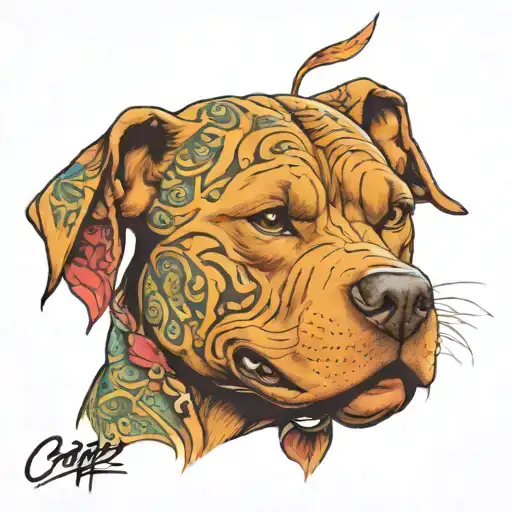 Pitbull Biting On Word Cruz En El