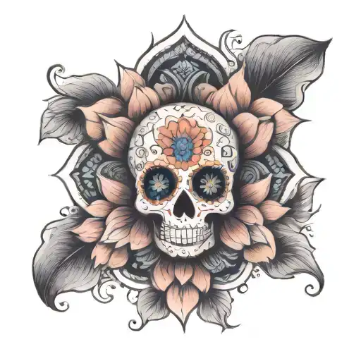 Sugar Skull Mandala Lotus