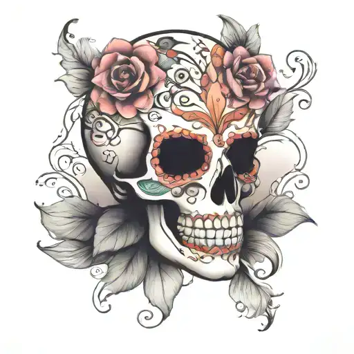 Sugar Skull With Lotus Mandala