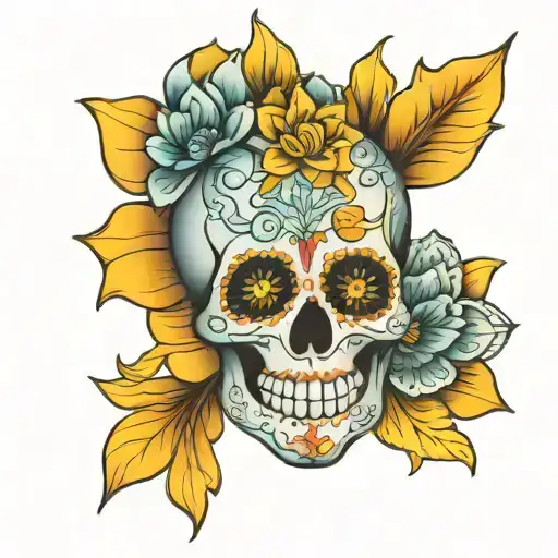 Sugar Skull With Lotus Mandala