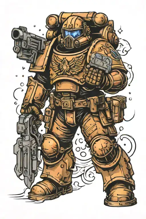 Space Marine Action Pose Tattoo Design