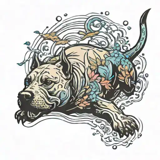 Nature Pittbull Diving In Water