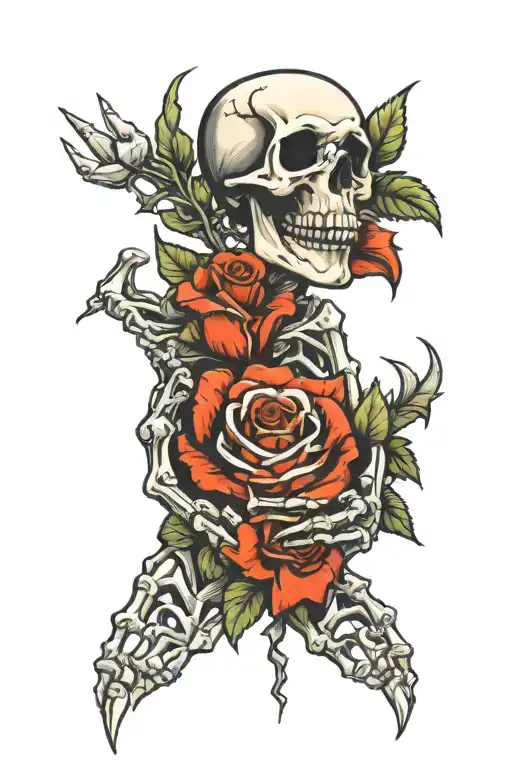 Skeleton Hand Holding Rose