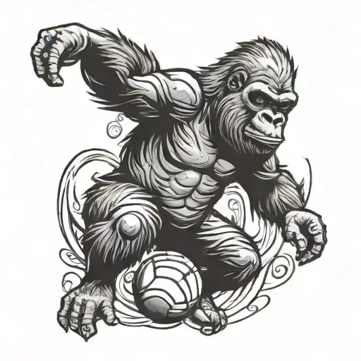 Gorilla Playing Volley Ball