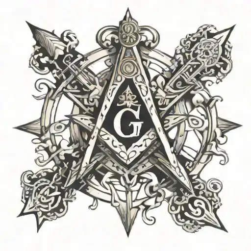 Square And Compass With Intricate Details