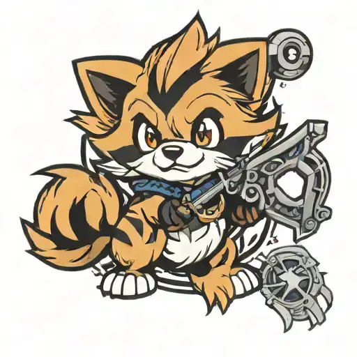Growlithe From Pokemon And A Keyblade From Kingdom Hearts