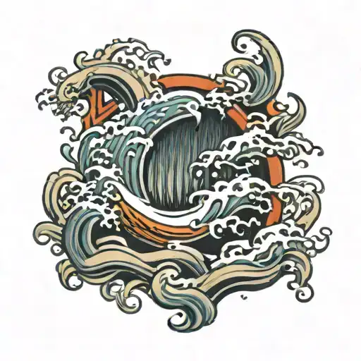 Japanese Chest Plate Tattoo Water Waves