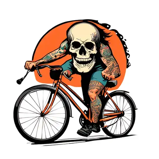Guy On Bicycle With Skull Head