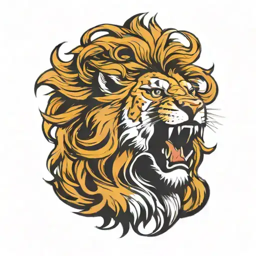 Sitting Lion Looking Direct Very Angry Ready To Attack