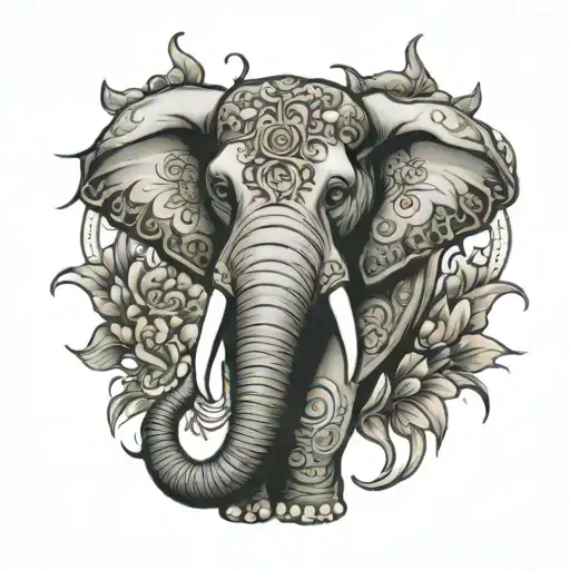 Elephant That Looks Very Strong And Beautiful Girl