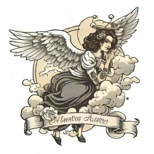 An Angel On A Cloud Caught The Inscription Memento Mori