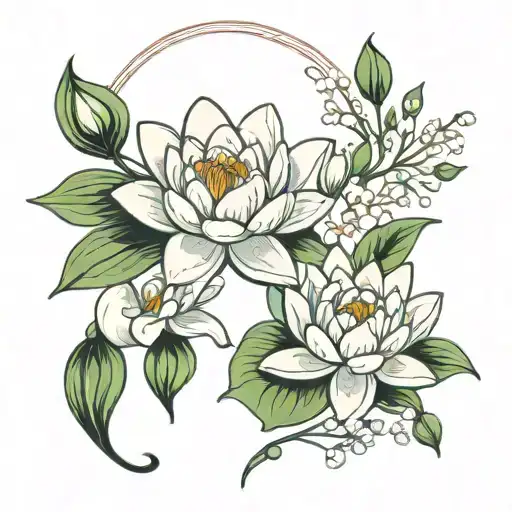 Water Lily And Lily Of The Valley