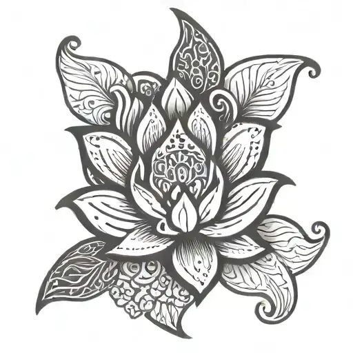 Unalome Symbol With Lotus