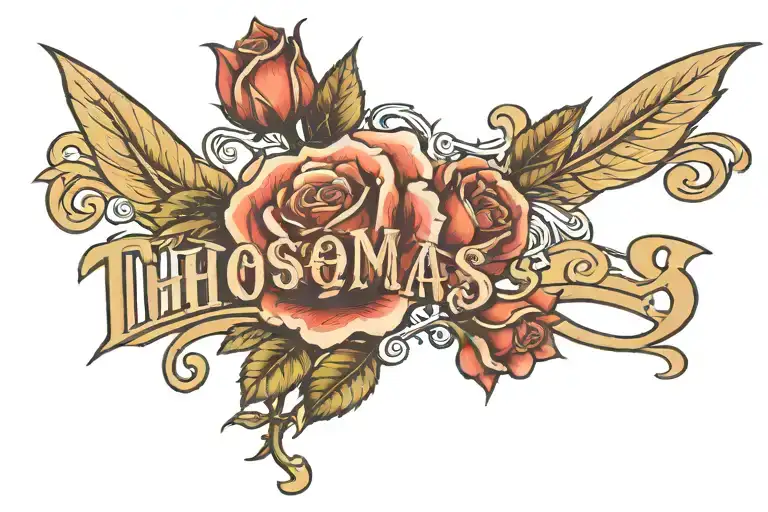 Thomas Name With Rose