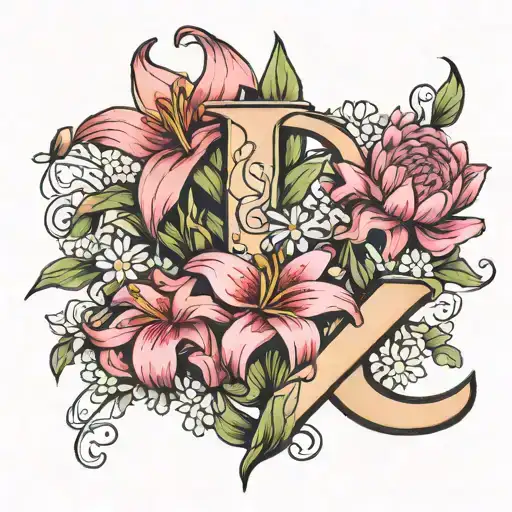 Letter D With Pink Lily Chrysanthemum Gladeolus Bouquet