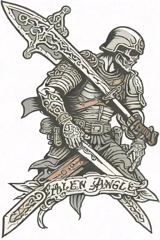 Fallen Angle With Marine Nco Sword With Burining Dress Blues