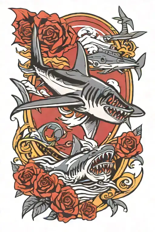 Airplane Fighter Shark Painted