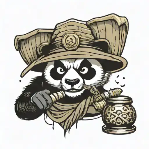 Shaolin Panda With Straw Hat And Thor Hammer And Plinko Balls