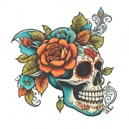 Sugar Skull Floral Mandala