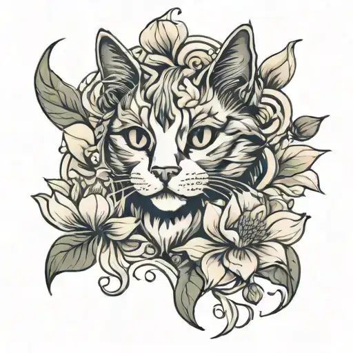 Cat Stcuk In Magnolia Flower