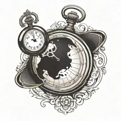 Pocket Watch With Globe Face