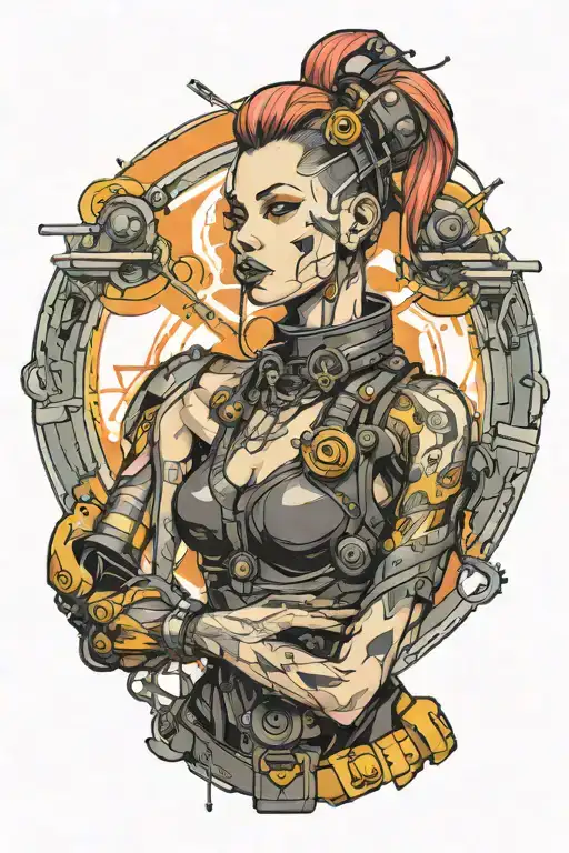 Cyberpunk Cyborg Woman Posing