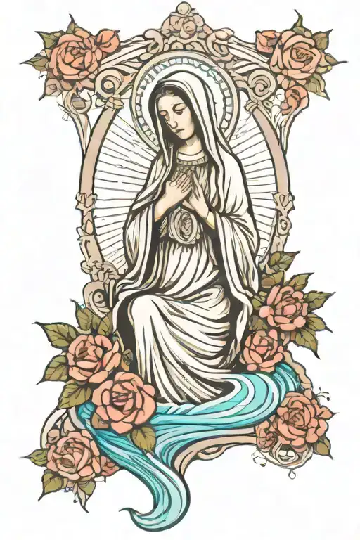 Virgin Mary With River Flowing